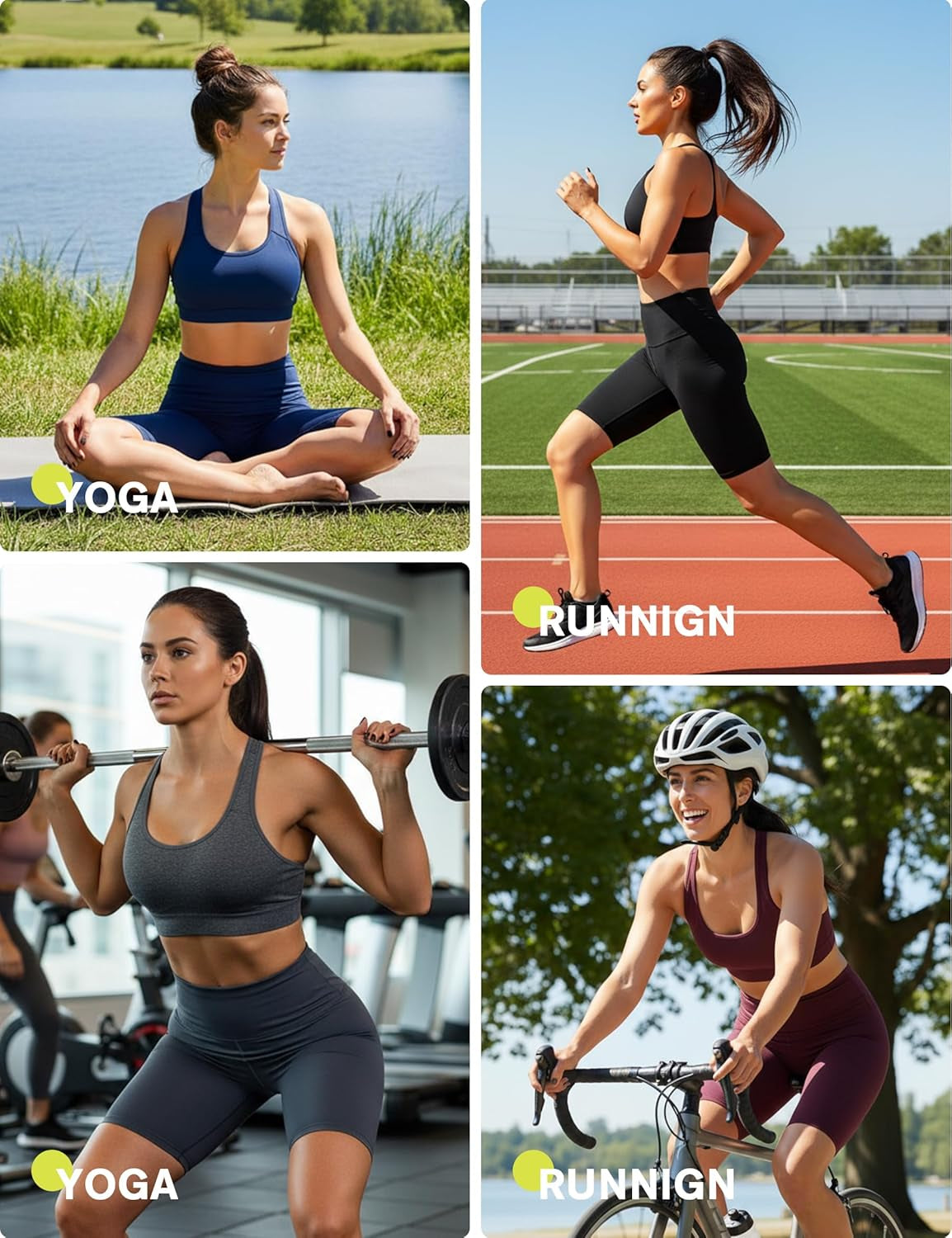 10"/ 5" Biker Shorts Women High Waisted with 2 Hidden Pockets Workout Athletic Running Yoga Long Shorts